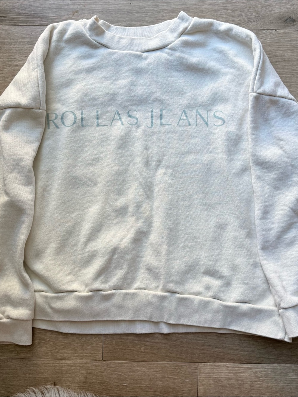 Rolla’s Jeans Sweatshirt Women’s S Cream Faded Logo Boxy Drop Shoulder